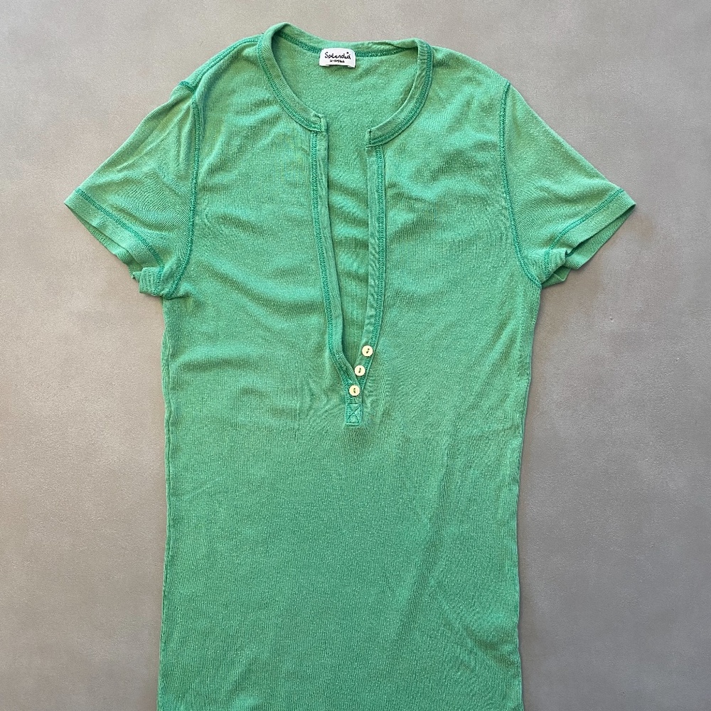 Splendid Short Sleeve Green Cotton Top